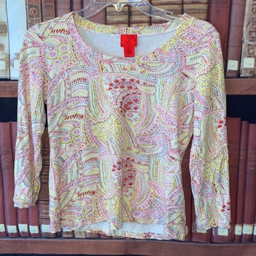 Very Vera Floral Paisley 3/4 Sleeve Top Women’s Small